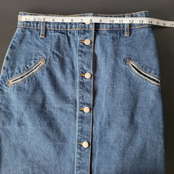 M. BECHIC denim Boutique Button-Down Maxi Denim Jean Skirt Women’s M, Like New - Picture 8 of 9